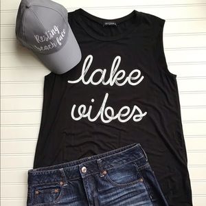Black lake vibes tank, brand new!